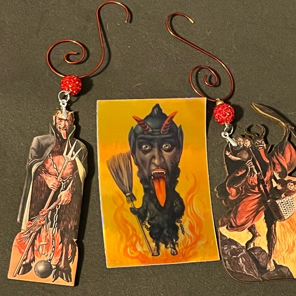 Krampus Ornament Set - Krampusnacht Holiday Decor Collectible Gift - xmas devil - Picture 3 of 13